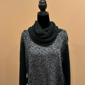 Black and Gray Knit Sweater removable cowl.